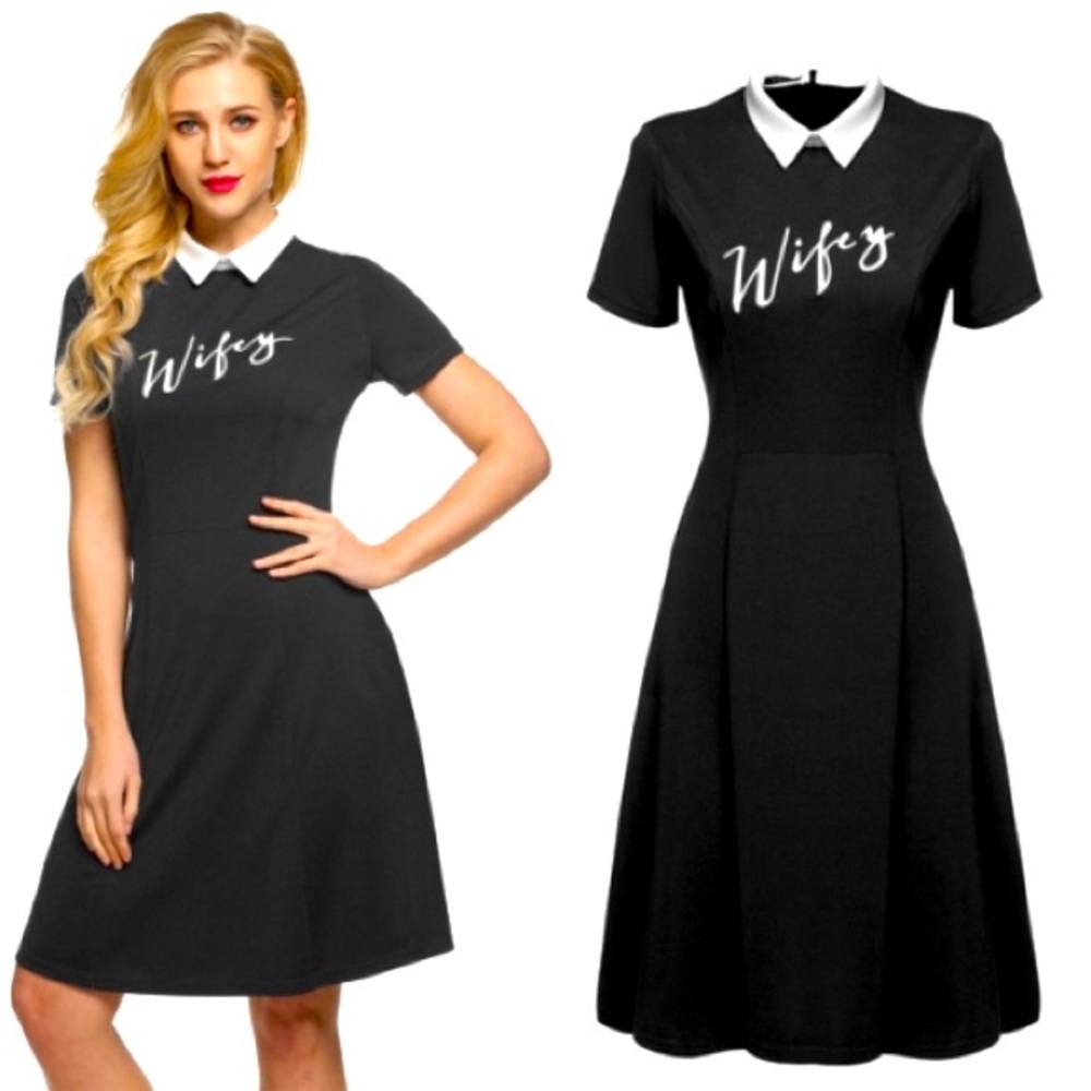 ACEVOG Doll Collar Wednesday Addams Dress (Black) Office Casual